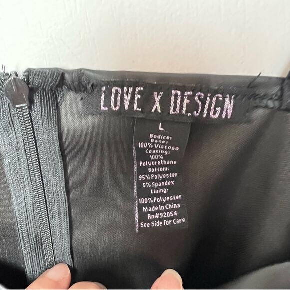 Love X Design Black Faux Leather Pleated Cups  Cami Bodysuit Women’s Size Large - Picture 9 of 10